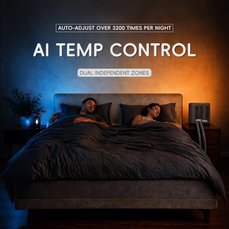 Peaceful bedroom at night with a calm sleeping setup and soft lighting, illustrating the goal of a good night's sleep.